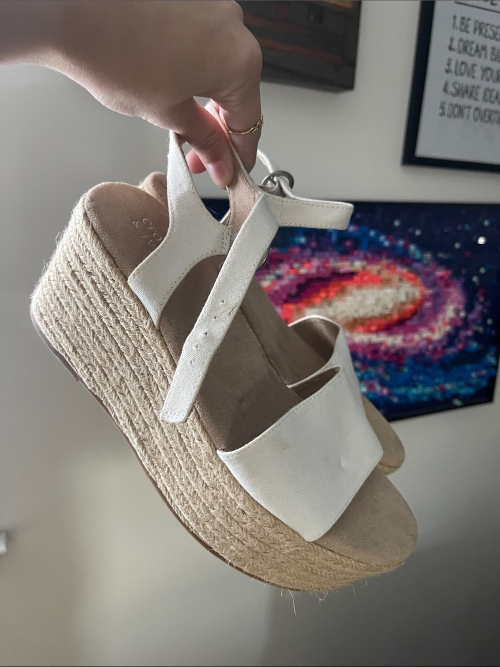 crown & ivy White Espadrille Platform Sandals
